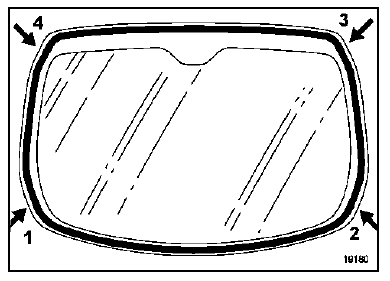 Piquer le cordon de colle en (1).
