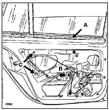déposer le lécheur intérieur de vitre (A) et l'agrafe de