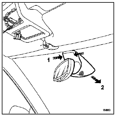 Déposer la garniture du rétroviseur intérieur en